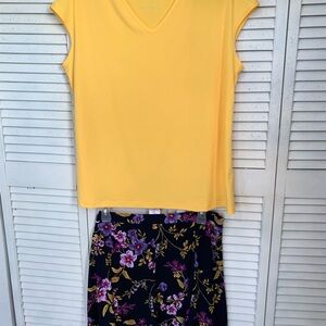 Susan Graver Yellow Top and Floral Skort Set